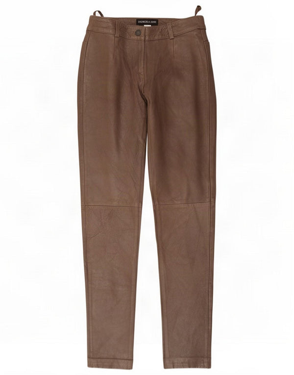 Patrizia Dini Pantaloni in pelle da donna UK 8 Small W26 L28 Marrone