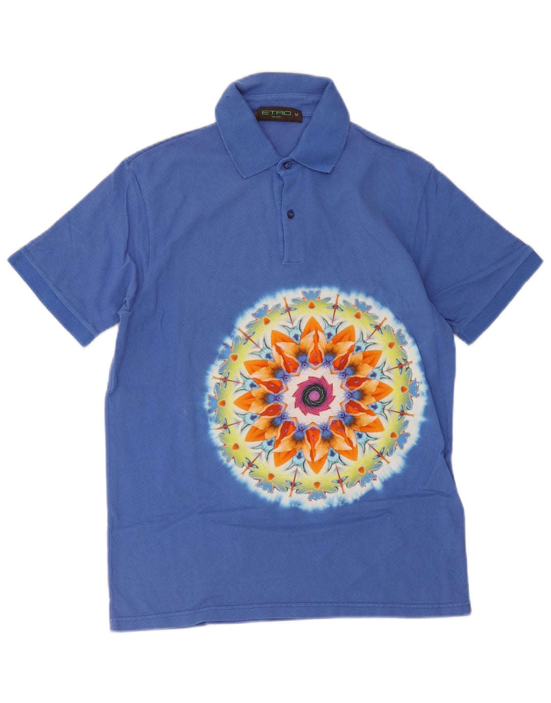 Polo Uomo Etro Cotone Floreale Blu Medio
