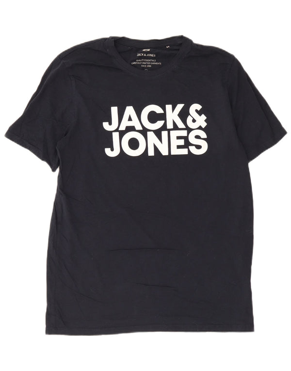T-shirt grafica da uomo Jack & Jones Top XL in cotone blu navy