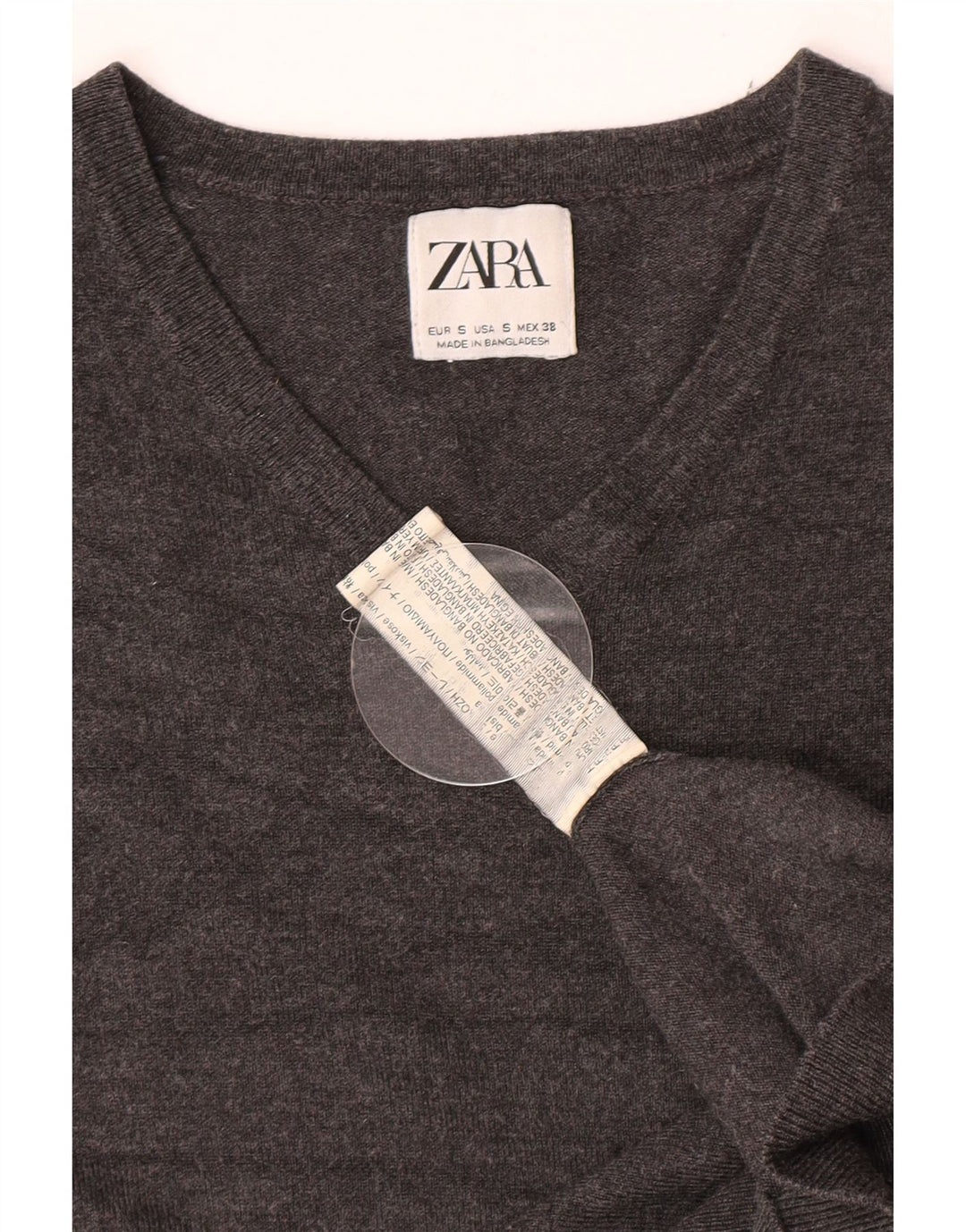 Maglione Zara da uomo con scollo a V piccolo in viscosa grigia