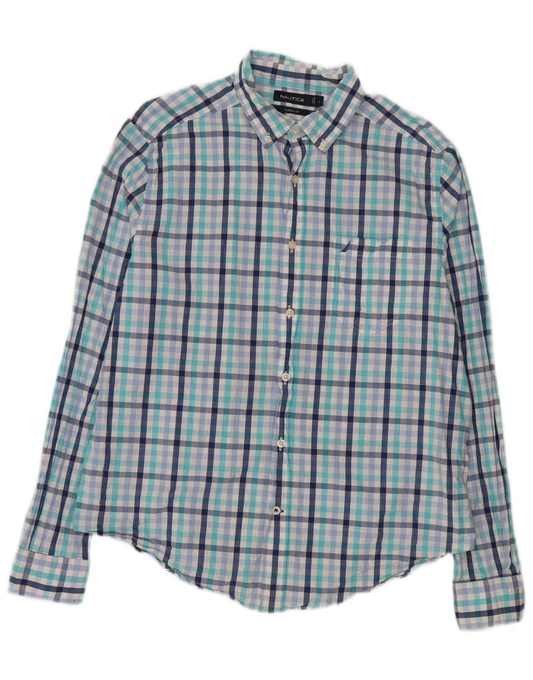 Camicia da uomo Classic Fit Nautica, cotone a quadri blu grandi