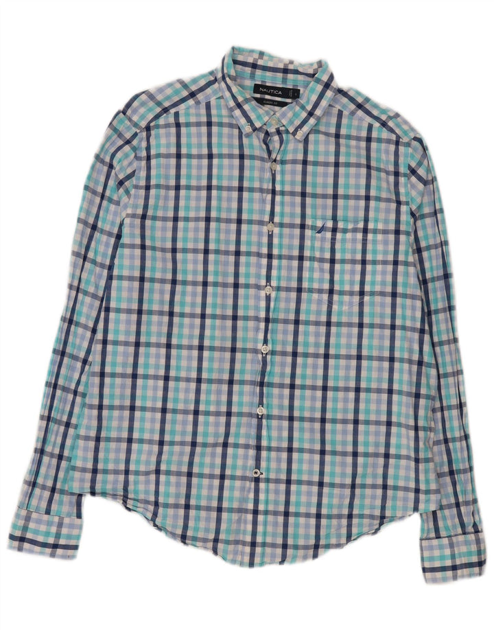 Camicia da uomo Classic Fit Nautica, cotone a quadri blu grandi