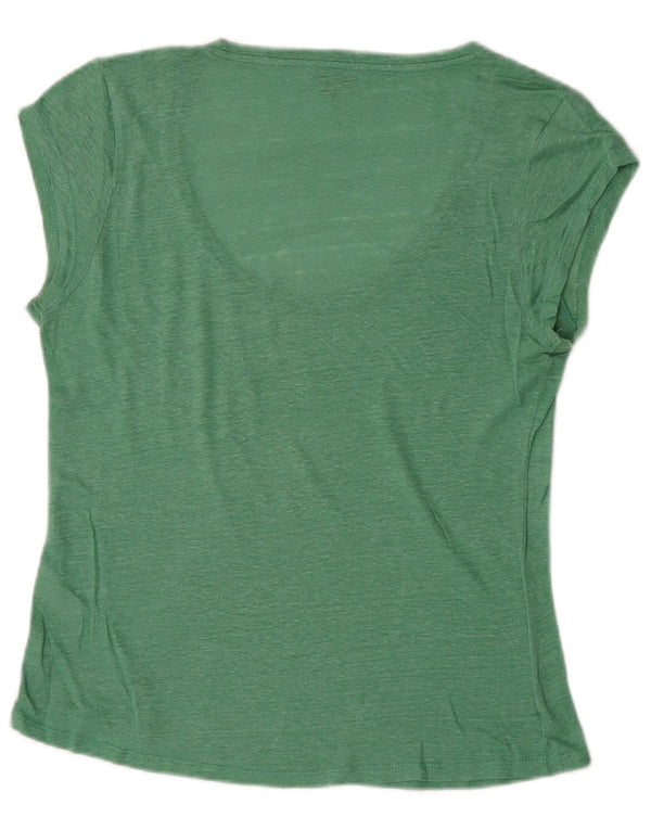 T-shirt da donna Massimo Dutti Top UK 18 XL Lino screziato verde
