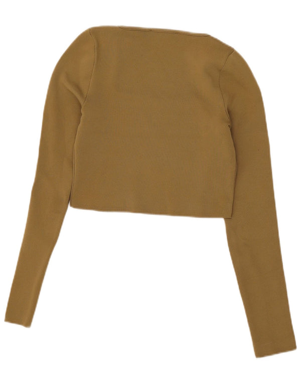 Top corto da donna Zara a maniche lunghe UK 12 poliestere kaki medio