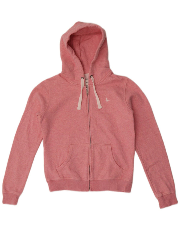 Maglione con cappuccio e zip da donna Jack Wills UK 10 piccolo cotone screziato rosa
