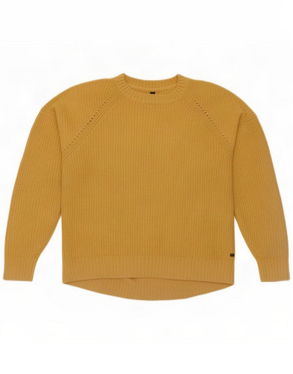 Fat Face Maglione girocollo da donna girocollo UK 12 Cotone giallo medio