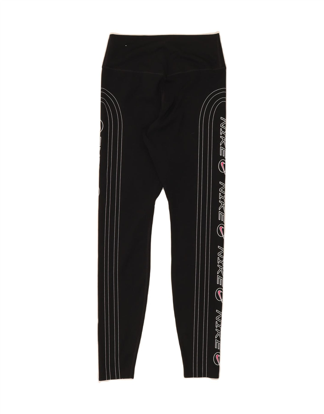 NIKE Womens Dri Fit Graphic Leggings UK 8 Small Black Polyester Vintage Nike and Second-Hand Nike from Messina Hembry 