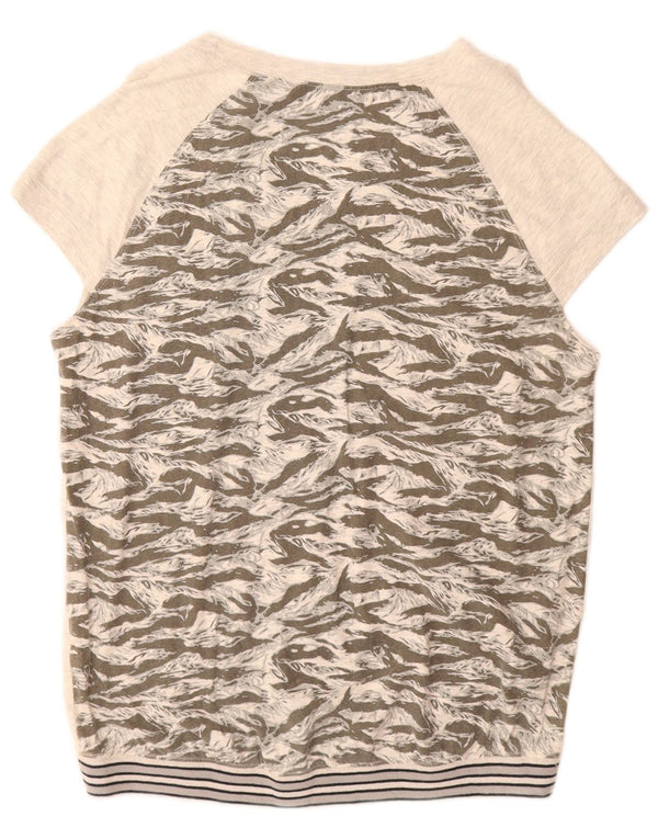 T-shirt grafica Champion da donna USA Top UK 16 Rayon grande con stampa animalier grigia