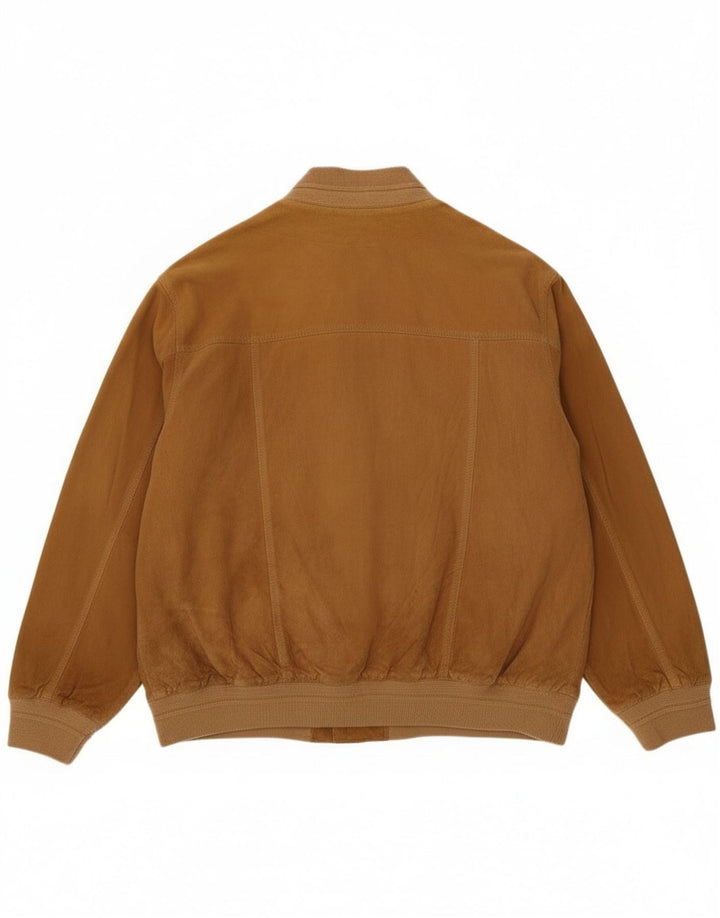 Giubbotto bomber vintage in pelle scamosciata da uomo IT 54 2XL in pelle beige