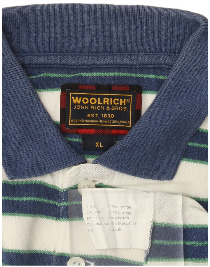 Polo da uomo WOOLRICH XL in cotone a righe blu