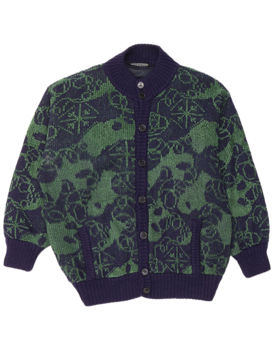 Maglione cardigan da uomo Marzia 2XL Blu navy geometrico