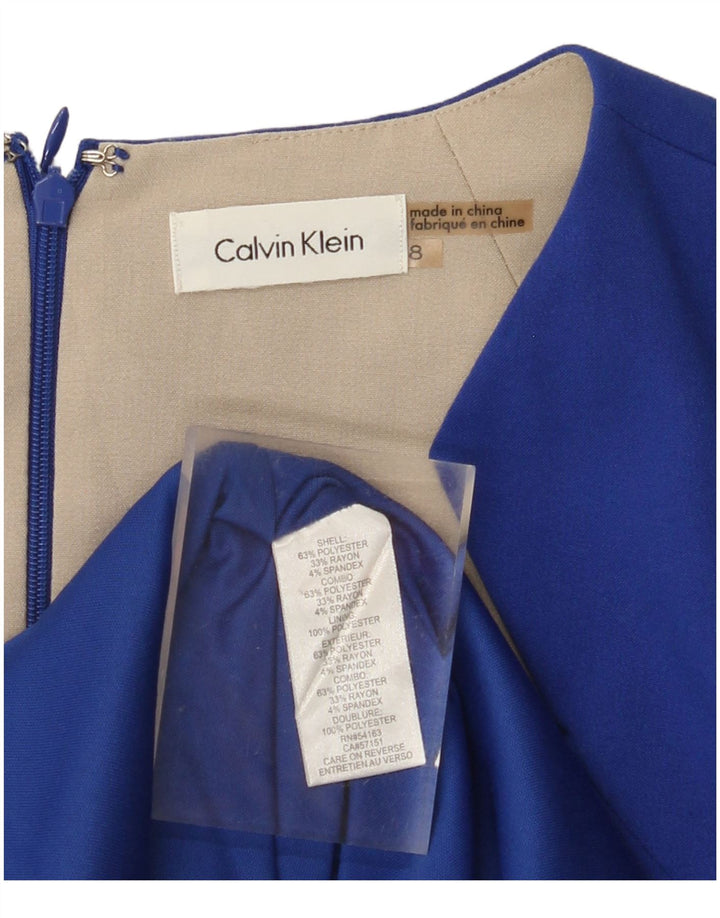 CALVIN KLEIN Abito tubino senza maniche da donna US 8 Poliestere blu medio