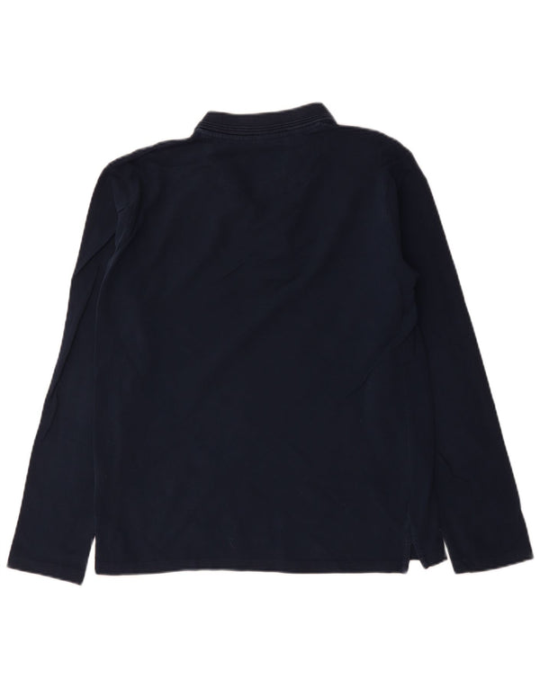 Carrera Mens Long Sleeve Polo Shirt Medium Navy Blue Cotton