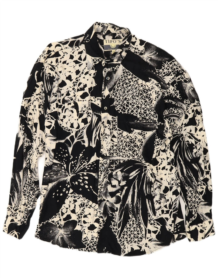 Camicia da uomo Tipo' S grande floreale nera