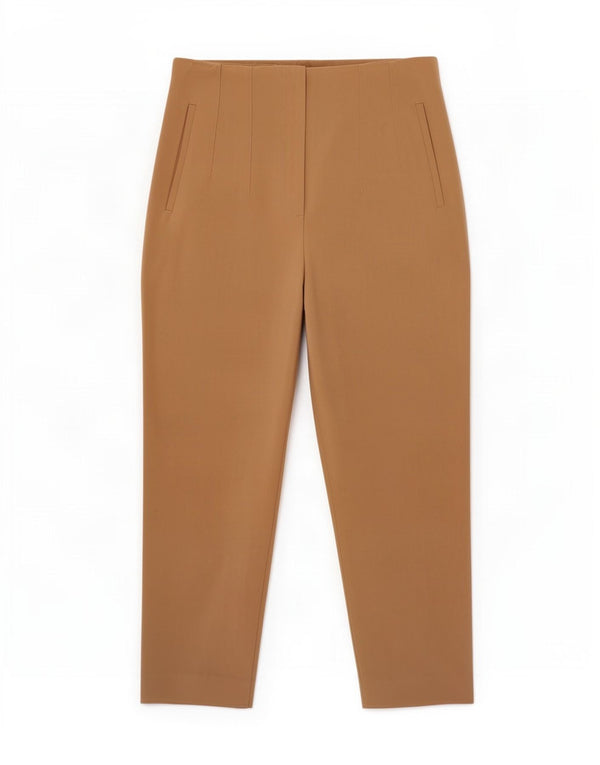 Zara Womens Tapered Cropped Trousers Medium W28 L25 Beige Polyester