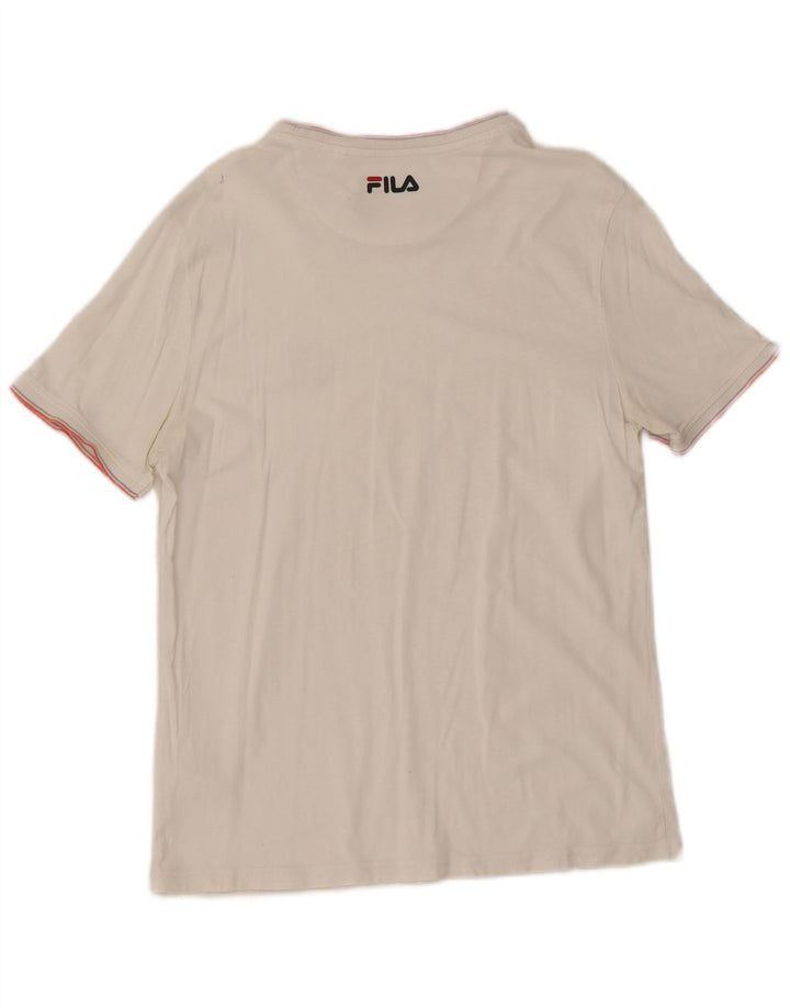 T-shirt Fila da uomo Top Small in cotone a righe bianche