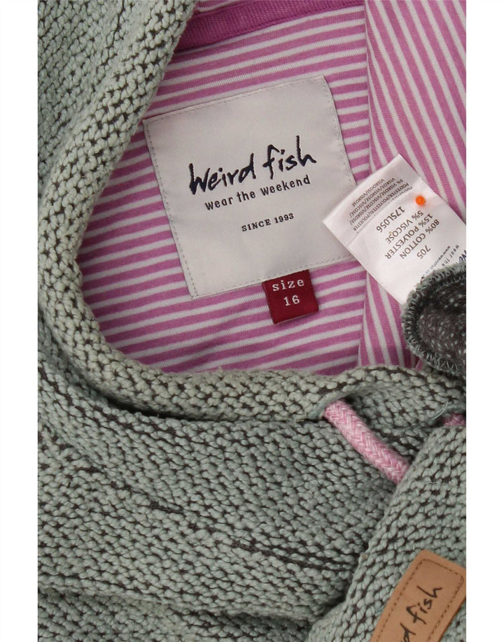 Felpa da donna Weird Fish Jumper UK 16 Large Green Cotton
