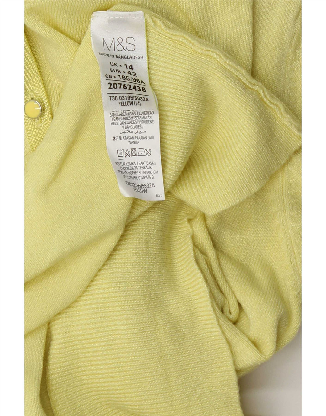 Maglione cardigan da donna Marks & Spencer UK 14 grande viscosa gialla