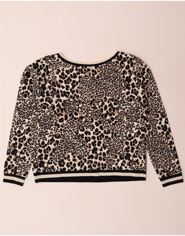 Felpa da donna KAREN MILLEN UK 16 Grande stampa animalier nera