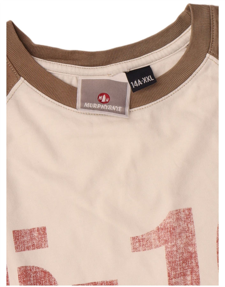 Murphy & Nye Top grafico da ragazzo a maniche lunghe 13-14 anni 2XL Colore bianco