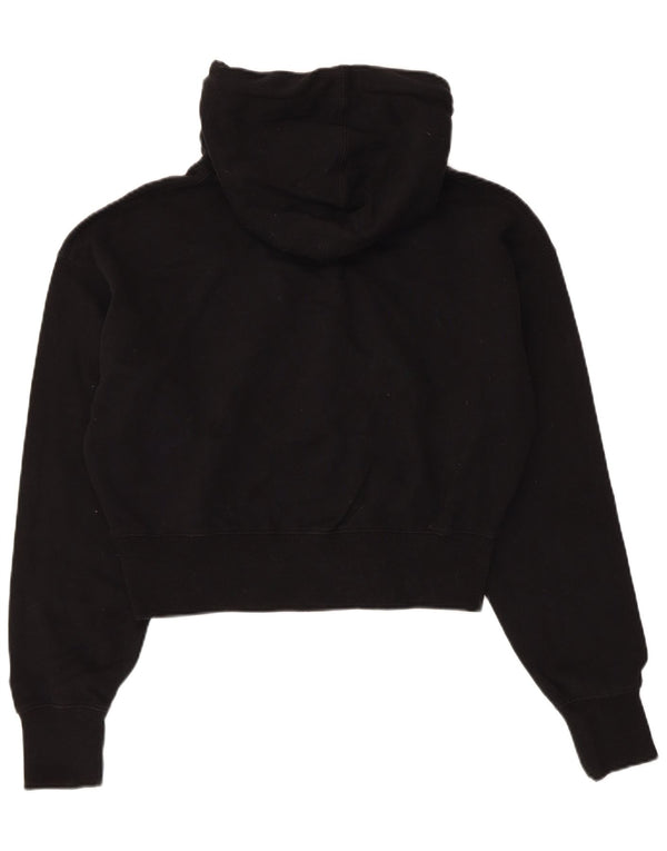 Maglione con cappuccio corto grafico da donna Superdry UK 12 cotone nero medio