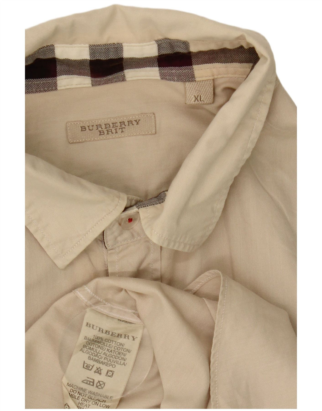 Burberry Mens Shirt XL Beige Cotton