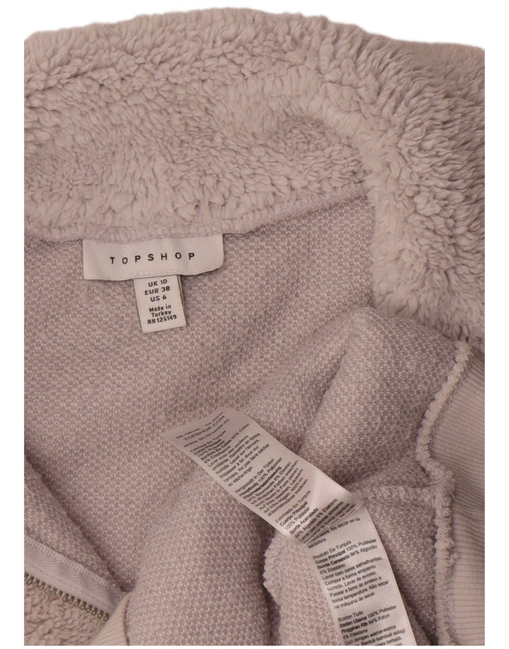 Maglione in pile oversize da donna con zip e collo Topshop UK 10 piccolo poliestere grigio