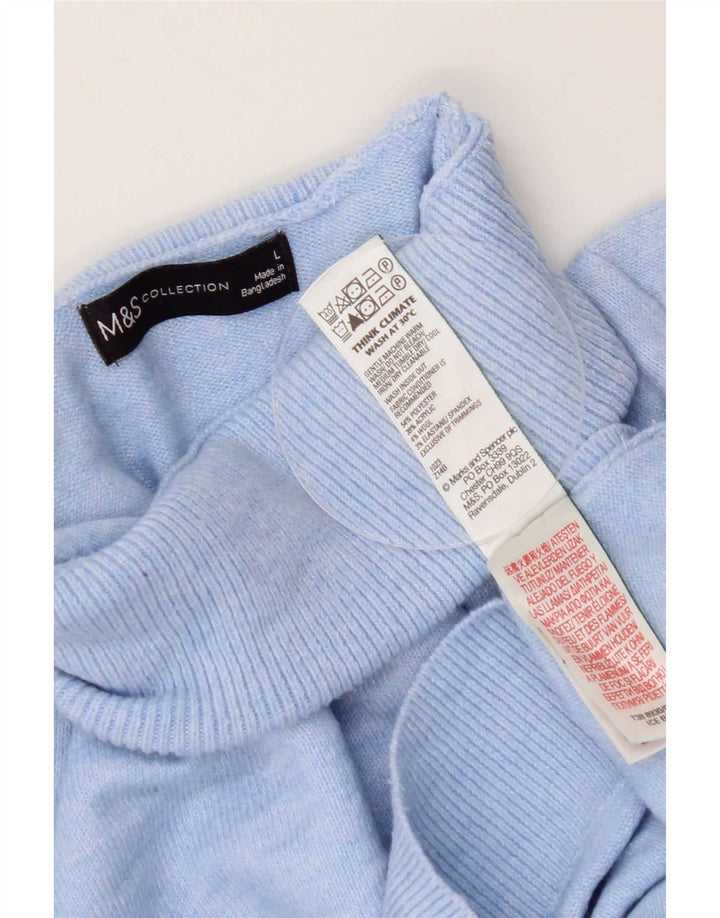 Maglione maglione a collo alto da donna Marks & Spencer UK 16 grande poliestere blu