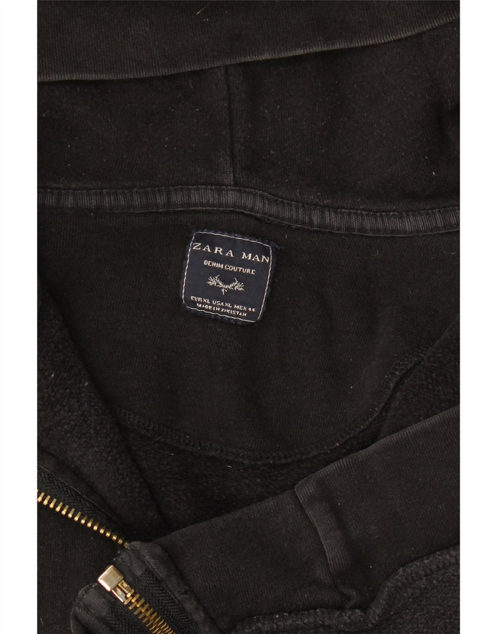 Felpa con cappuccio e zip Zara da uomo XL nera