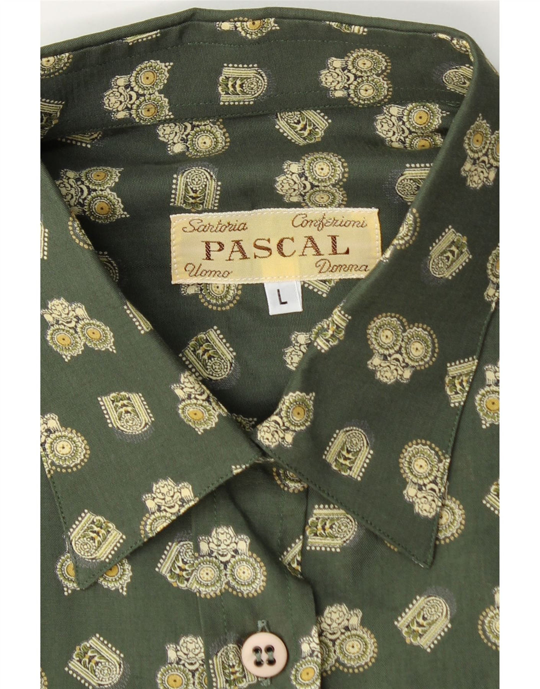 Camicia vintage da donna oversize con motivo astratto UK 16 grande verde geometrico
