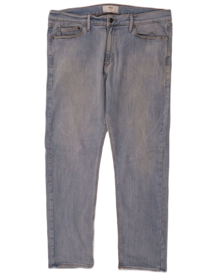 Jeans slim da uomo Marks & Spencer W36 L29 cotone blu