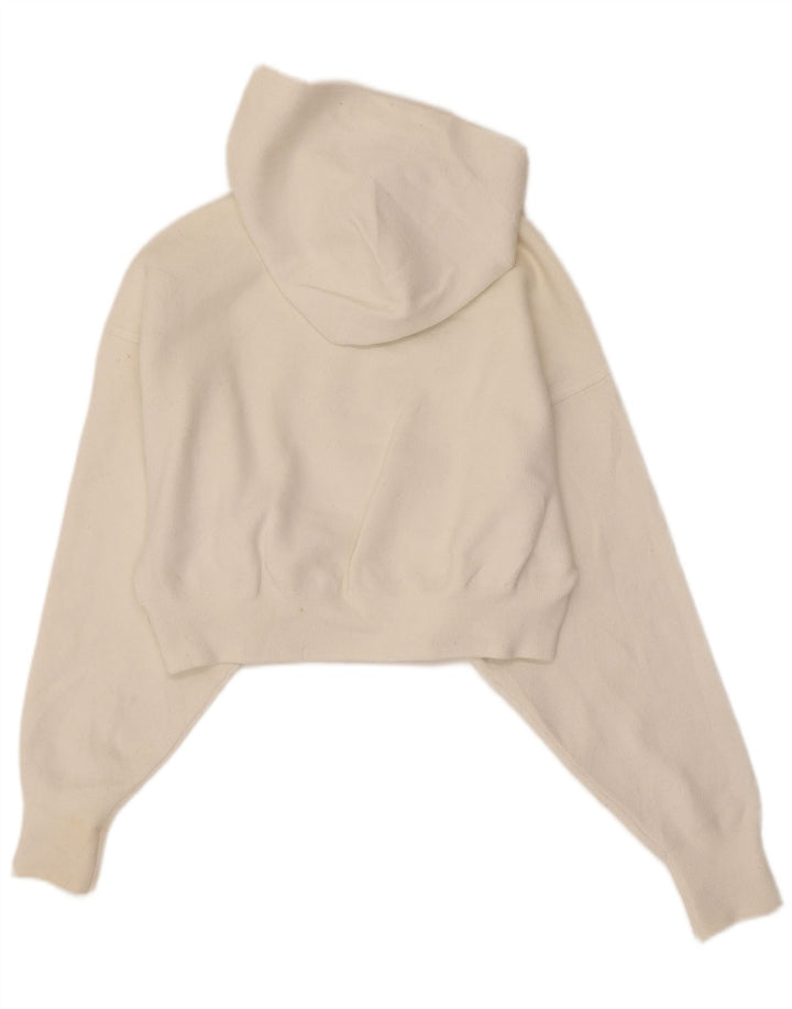 Maglione corto con cappuccio da donna Zara UK 12 viscosa bianca media