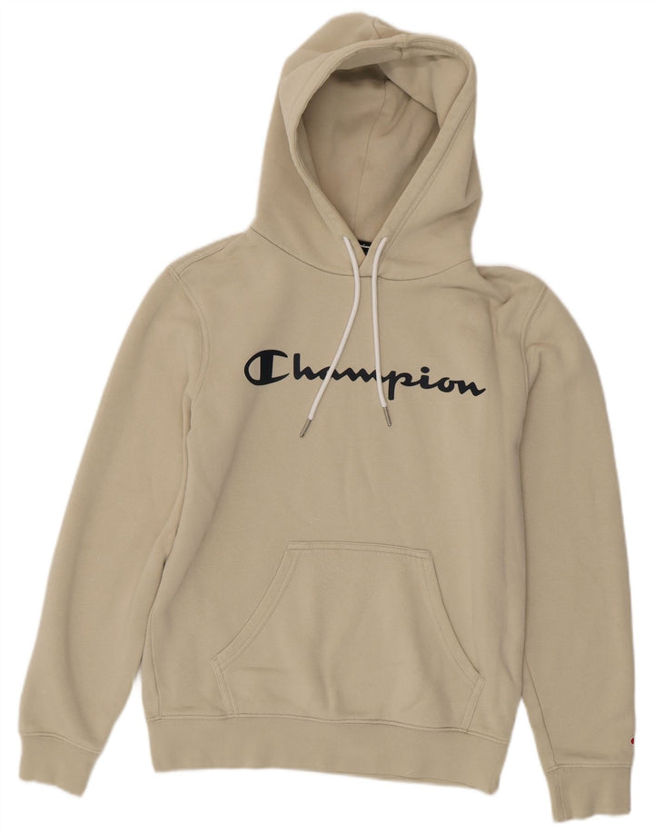 Felpa con cappuccio grafica da uomo Champion Small Beige