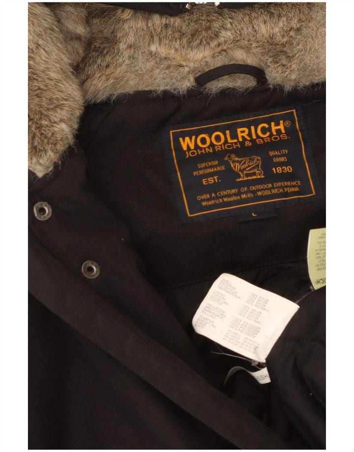 Giacca imbottita bomber con cappuccio da donna Woolrich UK 14 grande nylon nero