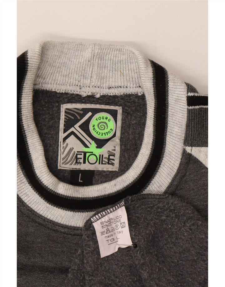 Felpa da uomo vintage maglione grande acrilico color block grigio