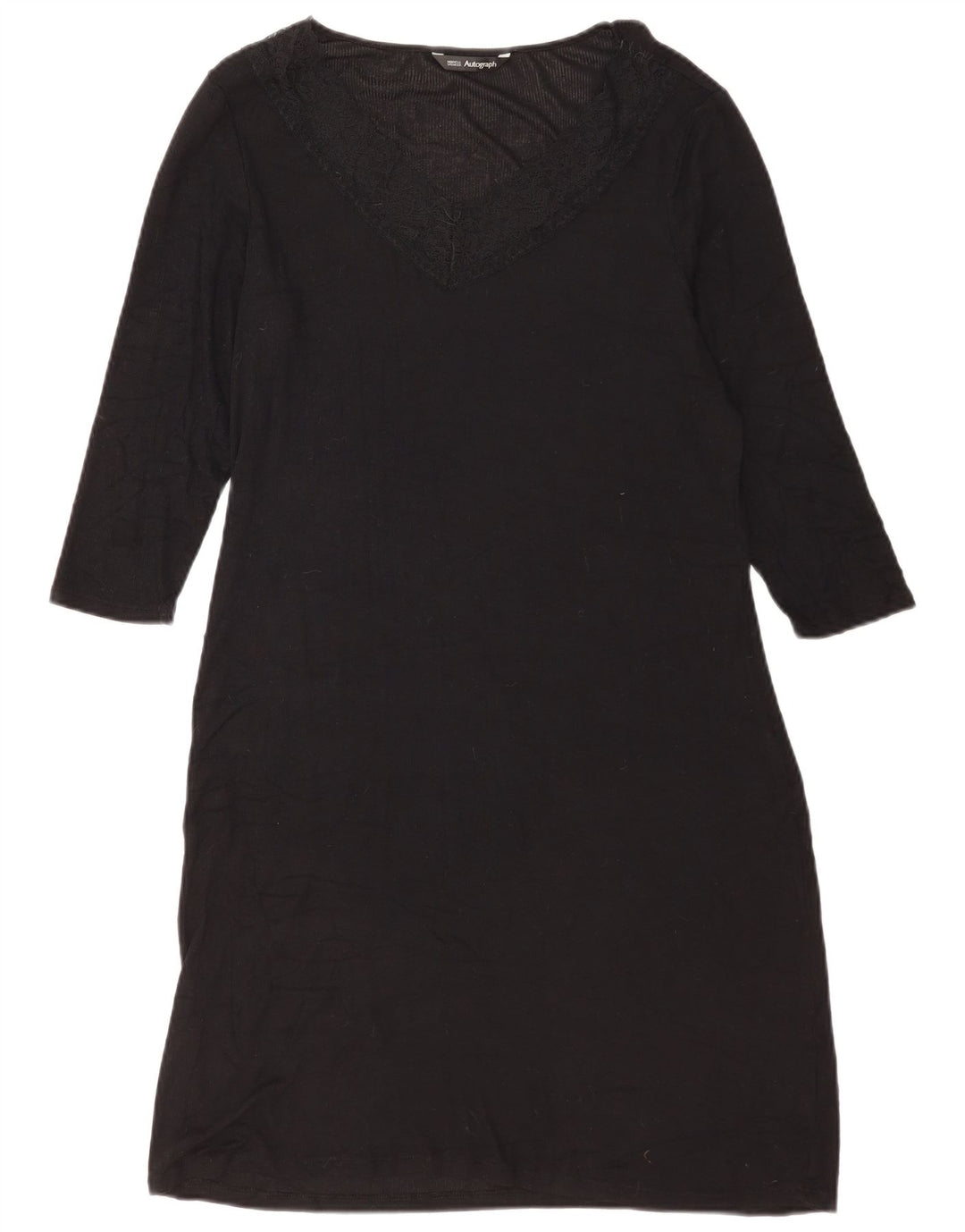 Abito a trapezio con maniche a 3/4 da donna Marks & Spencer UK 14 Large Black Modal
