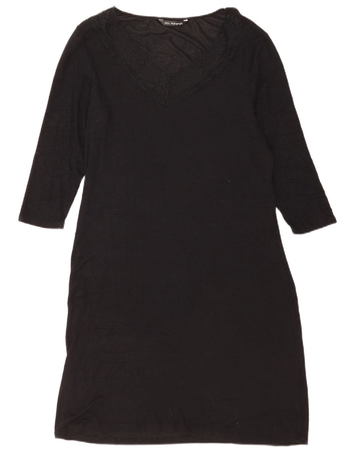 Abito a trapezio con maniche a 3/4 da donna Marks & Spencer UK 14 Large Black Modal