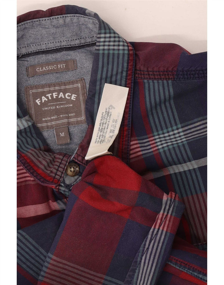 Fat Face Camicia da uomo in flanella dal taglio classico, cotone a quadri rosso medio