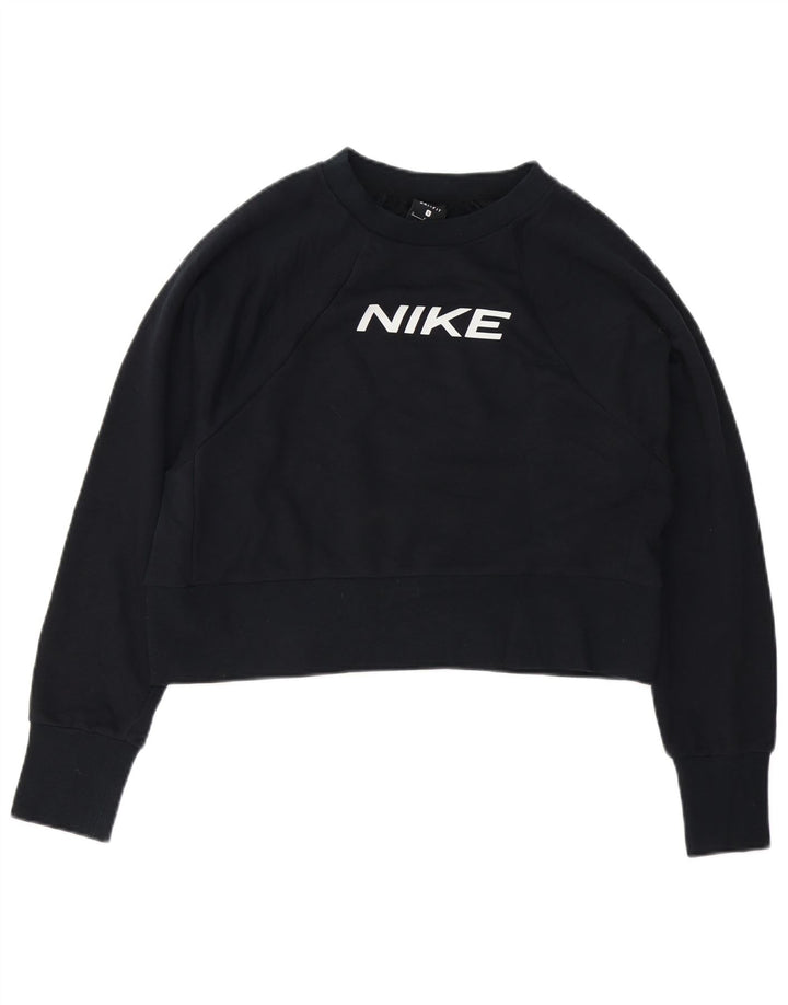 Felpa oversize Nike Dri Fit Crop da donna, maglione, UK 10, piccola, nera