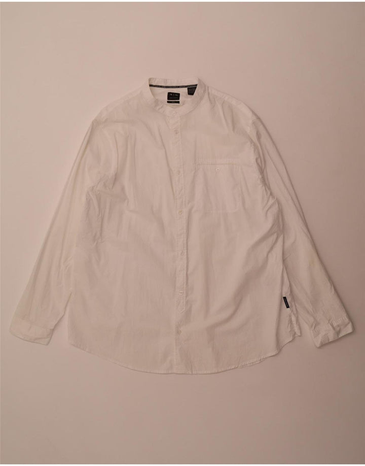 Camicia ampia da uomo Armani Exchange 2XL cotone bianco