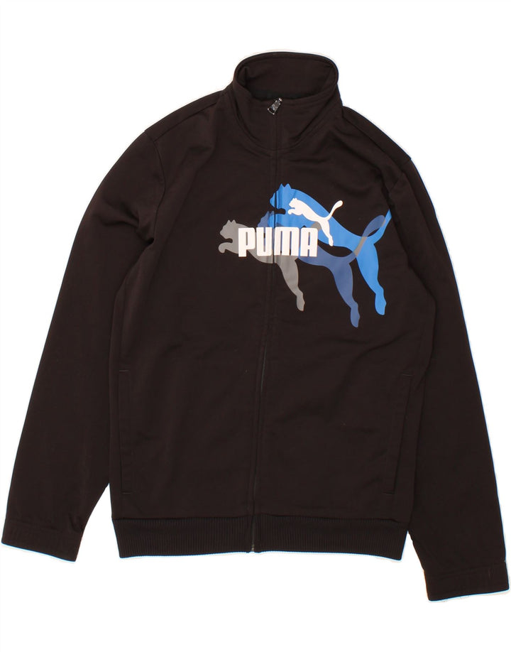 PUMA Boys Graphic Tracksuit Top Jacket 11-12 Years Black Polyester Vintage Puma and Second-Hand Puma from Messina Hembry 