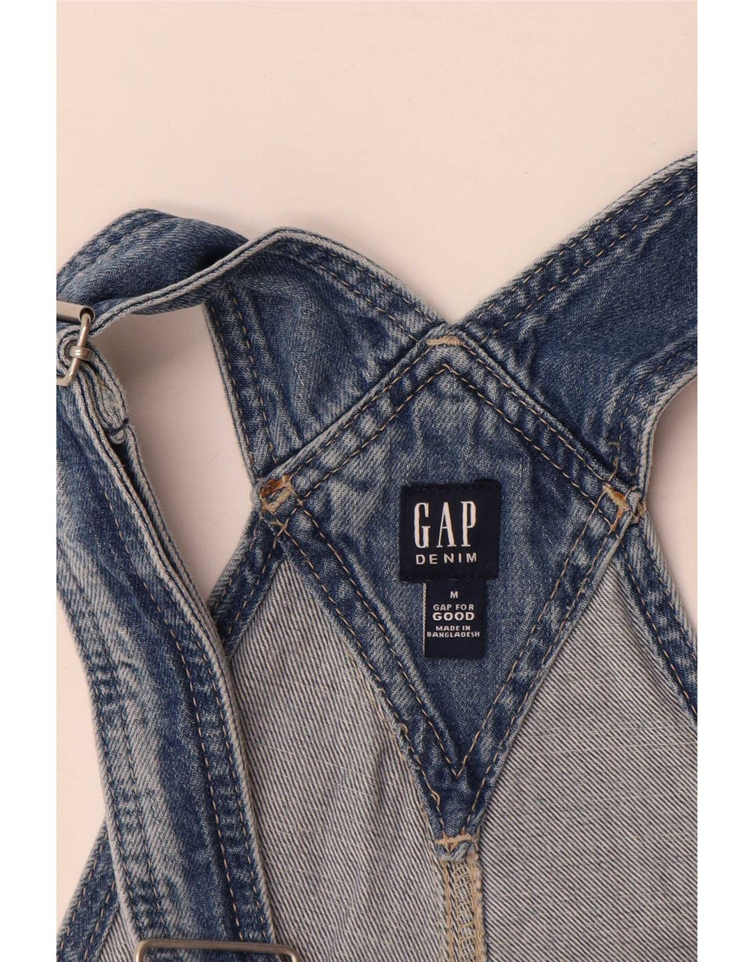 Salopette in denim effetto invecchiato da donna Gap, pantaloncini di jeans medi W36 in cotone blu