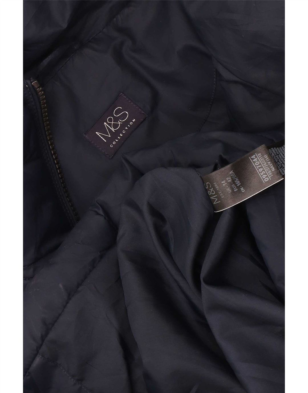 Cappotto imbottito da donna Marks & Spencer UK 14 grande poliestere blu navy