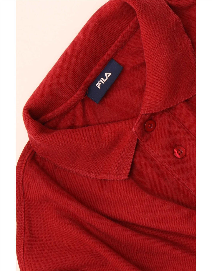 Polo da uomo a maniche lunghe Fila Rosso medio
