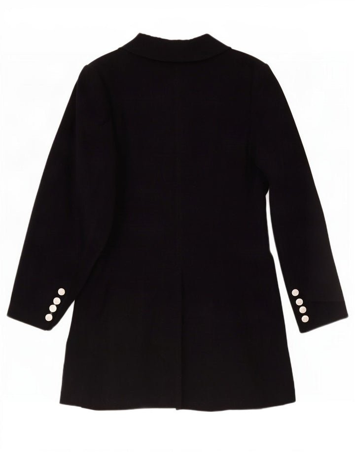 Cappotto doppiopetto vintage da donna EU 40 medio blu navy in poliestere