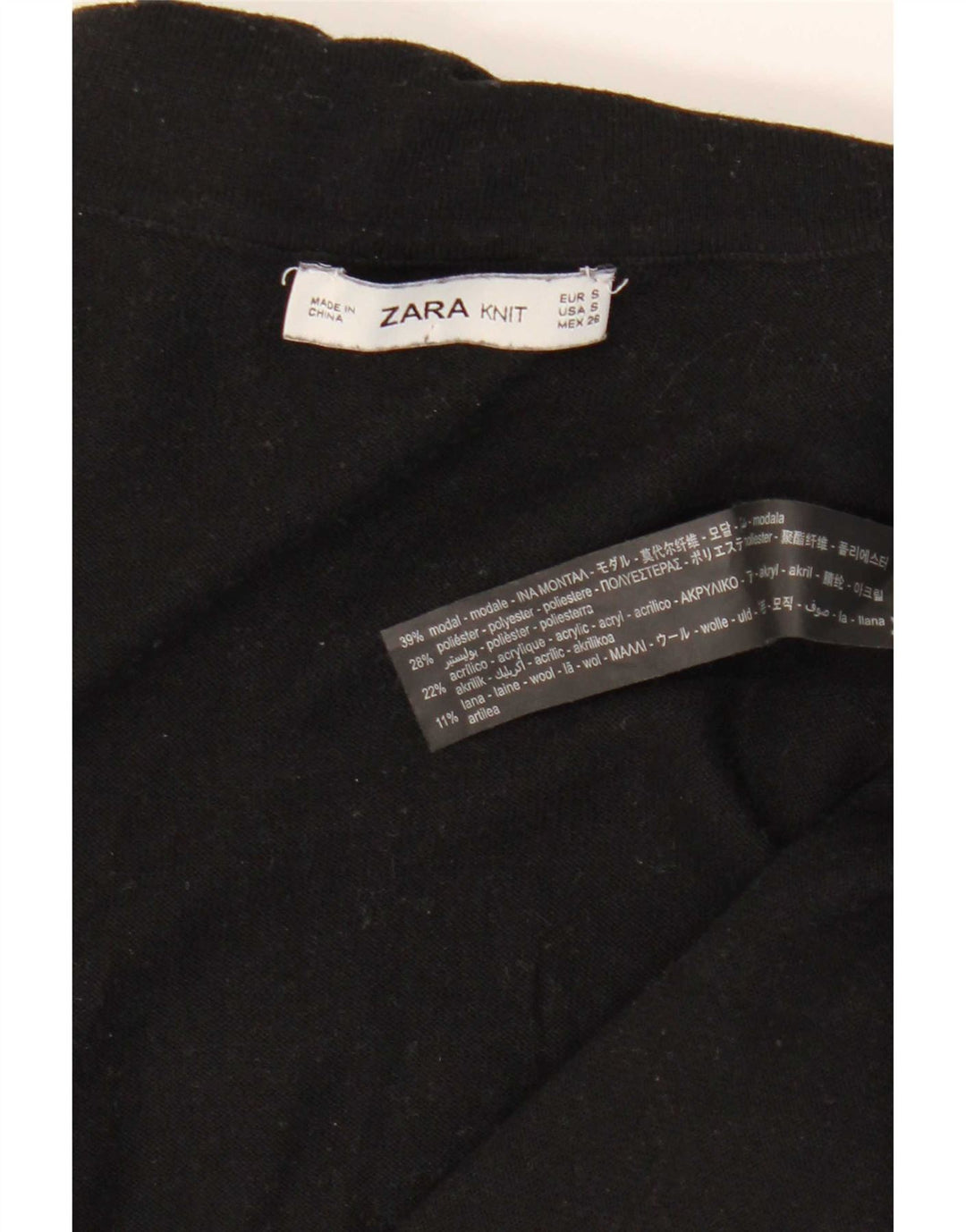 Maglione maglione collo alto da donna Zara UK 10 piccolo nero modal