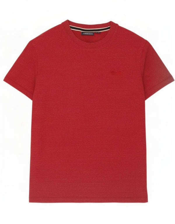 Superdry Mens T-Shirt Top Large Burgundy Flecked Cotton