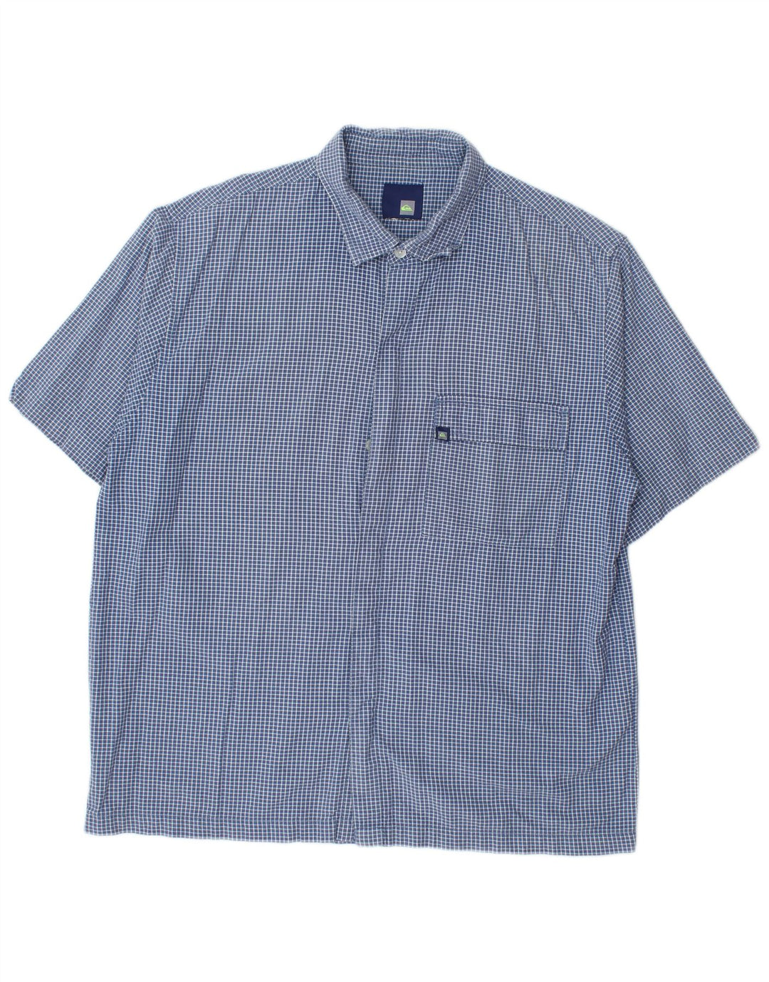 Camicia a maniche corte da uomo Quiksilver, cotone a quadri blu grandi