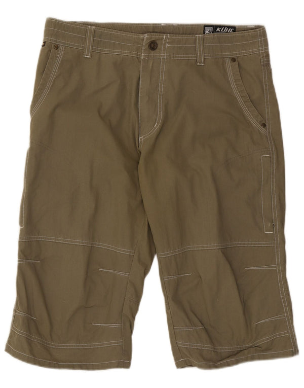 Bermuda cargo da uomo vintage W34 grande cotone a righe kaki