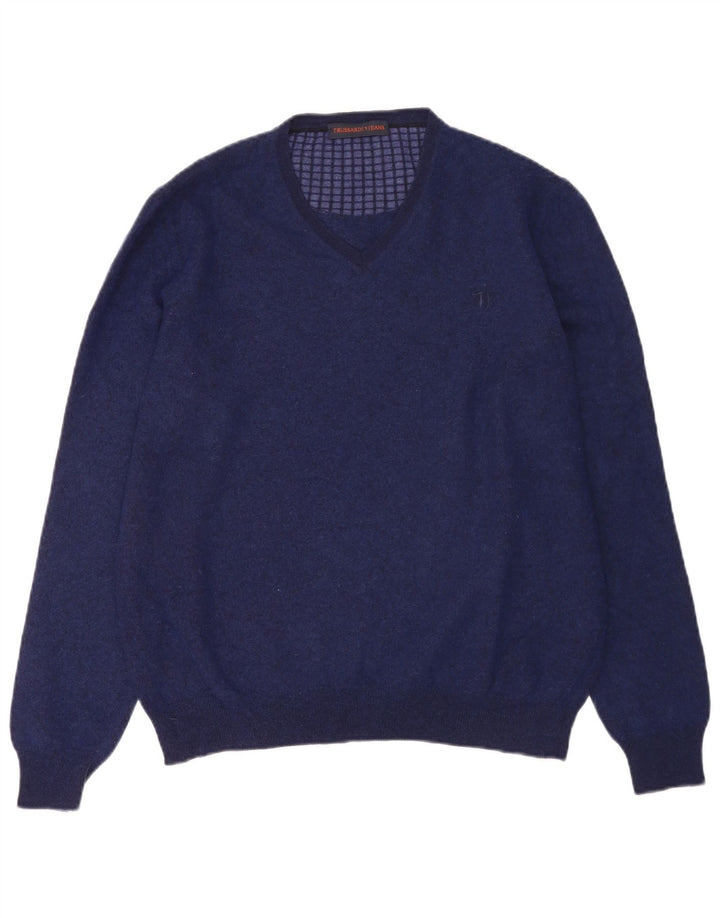 Maglione TRUSSARDI Uomo con Scollo a V 2XL Lana Blu Navy